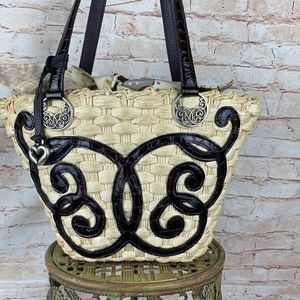 Brighton straw bag.  Silver hardware.